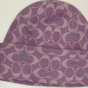 Coach Lavender Floral Knit Hat